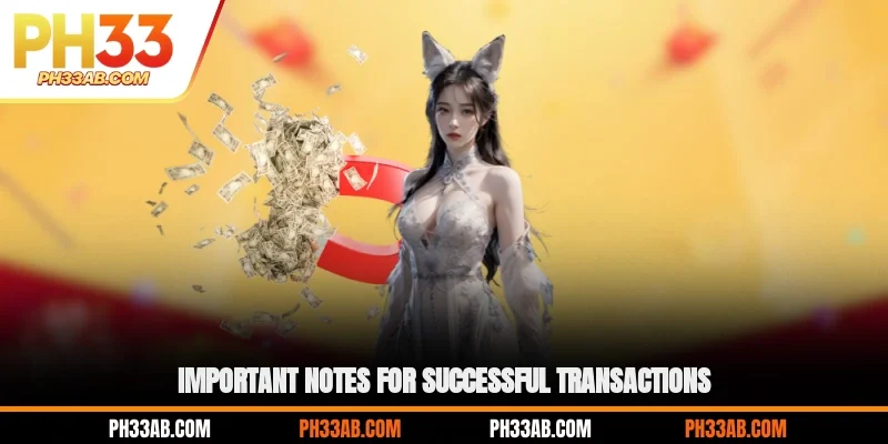 Important notes for successful transactions